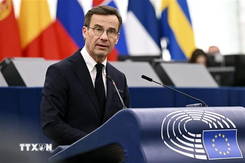 Thủ tướng Thụy Điển Ulf Kristersson. (Ảnh: AFP/TTXVN)