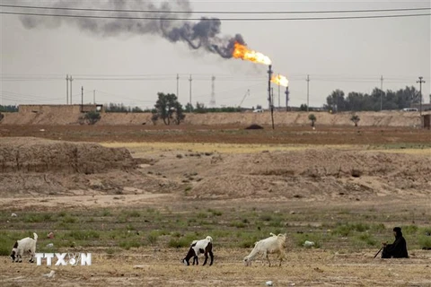 Cơ sở khai thác dầu ở Khor al-Zubair, tỉnh Basra, miền Nam Iraq ngày 18/5/2023. (Ảnh: AFP/TTXVN)