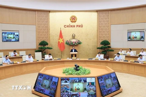 Thủ tướng Phạm Minh Chính chủ trì Phiên họp Chính phủ thường kỳ tháng 6/2023. (Ảnh: Dương Giang/TTXVN)