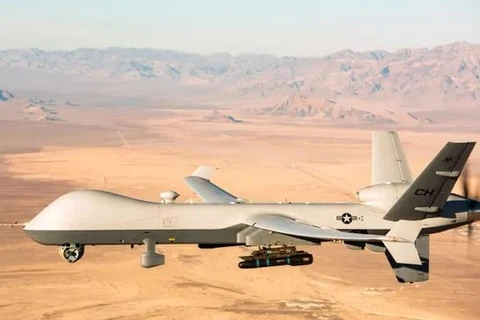 Máy bay không người lái MQ-9 Reaper của không quân Mỹ. (Nguồn: Reuters) Trong một tuyên bố, Bộ Tư lệnh Trung ương Hoa Kỳ cho biết một cuộc không kích ở khu vực phía đông của Syria đã dẫn đến cái chết của al-Muhajir và các dấu hiệu ban đầu cho thấy không 