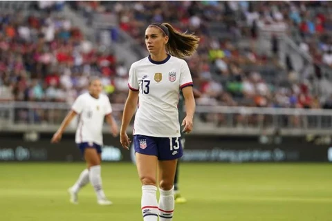 Ngôi sao Alex Morgan của Đội tuyển Nữ Mỹ trong trận đấu giao hữu quốc tế với Nigeria tại Washington ngày 6/9/2022. (Nguồn: Associated Press)