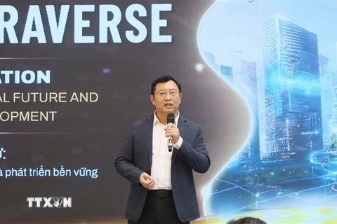 Ông Phạm Hồng Quất, Cục trưởng Cục Phát triển Thị trường và Doanh nghiệp Khoa học và Công nghệ, Bộ Khoa học và Công nghệ phát biểu khai mạc sự kiện. (Ảnh: Đinh Hằng/TTXVN)