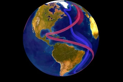 Hình ảnh minh họa hệ thống hải lưu AMOC. (Ảnh: NOAA)