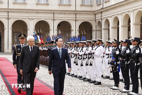 [Photo] Lễ đón chính thức Chủ tịch nước Võ Văn Thưởng thăm CH Italy