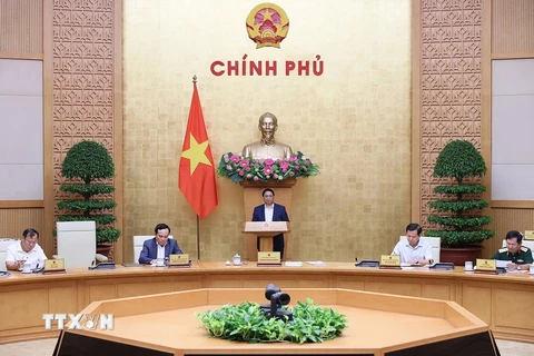 Thủ tướng Phạm Minh Chính chủ trì phiên họp sáng 28/9. (Ảnh: Dương Giang/TTXVN)