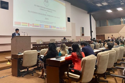 Việt Nam chia sẻ kinh nghiệm phòng chống tham nhũng tại Hội nghị quốc tế về Khoa học hình sự và Hội nghị lần thứ ba về Pháp quyền, Pháp luật và Xã hội tại Cuba tháng 3/2023. (Ảnh: Mai Phương/TTXVN)