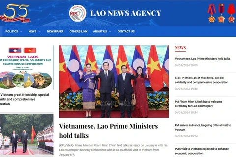 Bài viết được đăng trên trang điện tử Pathet Lao (Thông tấn xã Lào). (Ảnh: Đỗ Bá Thành/TTXVN)