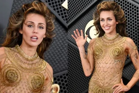 Nữ ca sỹ Miley Cyrus đã "cảm ơn mái tóc của mình” sau khi nhận giải Grammy. (Ảnh: WWD)