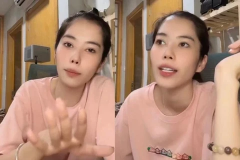 Hoa khôi Nam Em livestream có nhiều nội dung gây ảnh hưởng tiêu cực trên mạng xã hội. (Ảnh chụp màn hình)