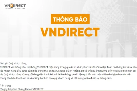 Trạng website của VNDirect lúc 8 giờ sáng 26/3/2024. (Ảnh chụp màn hình)