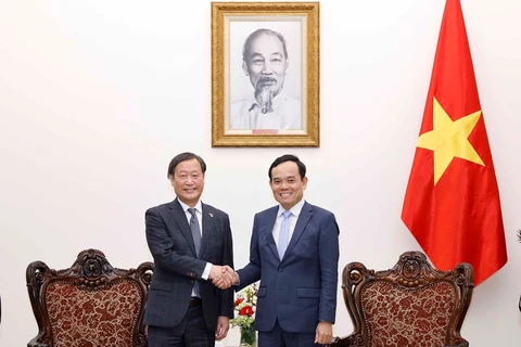 Phó Thủ tướng Trần Lưu Quang tiếp ông Yamada Junichi, Phó Chủ tịch điều hành cấp cao Cơ quan Hợp tác quốc tế Nhật Bản (JICA). (Ảnh: Doãn Tấn/TTXVN)