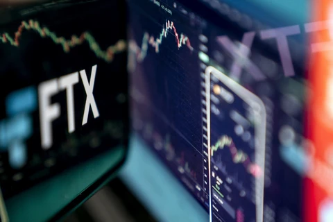 Biểu tượng của sàn giao dịch tiền điện tử FTX trên màn hình máy tính. (Ảnh: AFP/TTXVN)