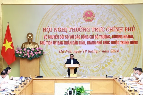 Thủ tướng Phạm Minh Chính chủ trì Hội nghị. (Ảnh: Dương Giang/TTXVN)