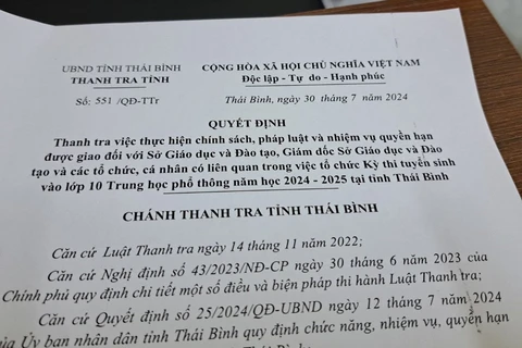 Thanh tra vào cuộc vụ bất thường về điểm thi vào lớp 10 tại Thái Bình