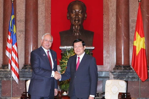 Chủ tịch nước Trương Tấn Sang tiếp Thủ tướng Malaysia, Najib Tun Razak. (Ảnh: Nguyễn Khang/TTXVN)