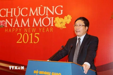 Phó Thủ tướng Phạm Bình Minh gặp gỡ báo chí dịp năm mới 2015