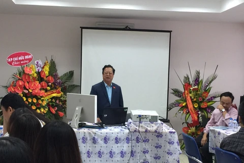 Chủ tịch Liên hiệp các tổ chức hữu nghị Việt Nam Vũ Xuân Hồng phát biểu tại buổi lễ ra mắt. (Nguồn: Báo Thời Đại) 