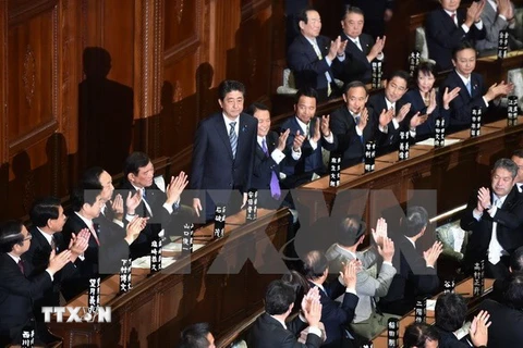 Thủ tướng Abe trong một phiên họp của Hạ viện Nhật Bản. (Nguồn: Kyodo/ TTXVN)