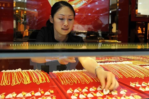 Cửa hàng vàng tại Hợp Phì, thủ phủ tỉnh An Huy, miền đông Trung Quốc ngày 23/8. (Nguồn: AFP/TTXVN)