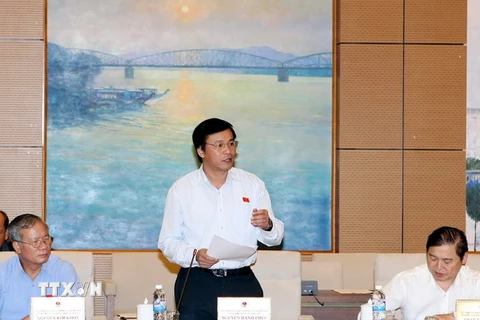Chủ nhiệm Văn phòng Quốc hội Nguyễn Hạnh Phúc phát biểu ý kiến. (Ảnh: Phạm Kiên/TTXVN) 