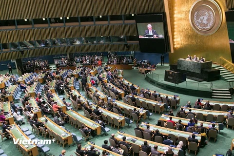 Toàn cảnh phiên họp khai mạc khóa họp thứ 70 Đại hội đồng Liên hợp quốc. (Ảnh: Lê Dương/Vietnam+) 