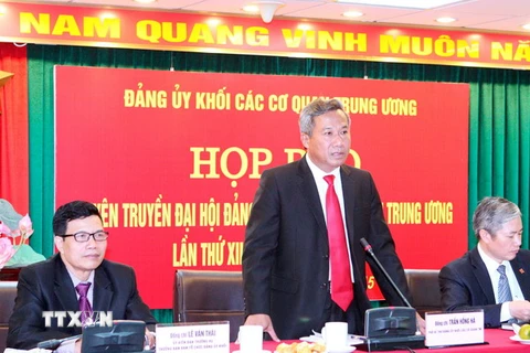 Phó Bí thư Đảng ủy Khối các cơ quan Trung ương Trần Hồng Hà phát biểu. (Ảnh: Thống Nhất/TTXVN)