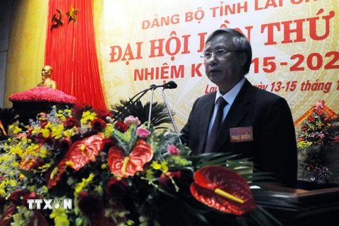 Chánh văn phòng Trung ương Đảng Trần Quốc Vượng phát biểu chỉ đạo Đại hội. (Ảnh: Nguyễn Công Hải/TTXVN) 