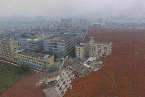 Hiện trường vụ lở đất tại Trung Quốc. (Nguồn: QQ)