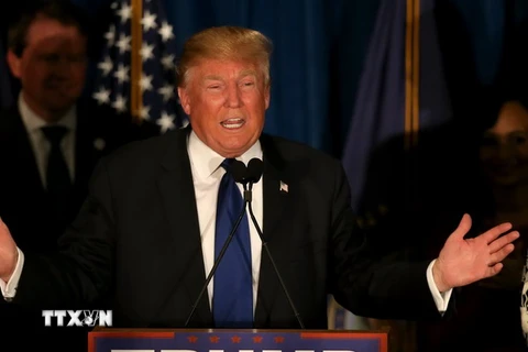 Ứng cử viên Donald Trump phát biểu trong chiến dịch vận động tranh cử tại Manchester, New Hampshire, ngày 9/2. (Nguồn: AFP/TTXVN) 