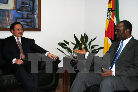 Thủ tướng Mozambique Carlos Agostinho ​do R​osario tiếp Phó Thủ tướng Hoàng Trung Hải. (Ảnh: Mạnh Hùng/TTXVN)