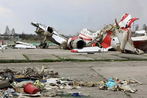 Xác chiếc máy bay Tu-154 chở Tổng thống Ba Lan bị rơi năm 2010. (Nguồn: Sputnik)