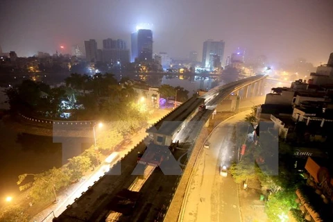 Thi công dự án đường sắt đô thị Cát Linh-Hà Đông. (Nguồn: TTXVN)