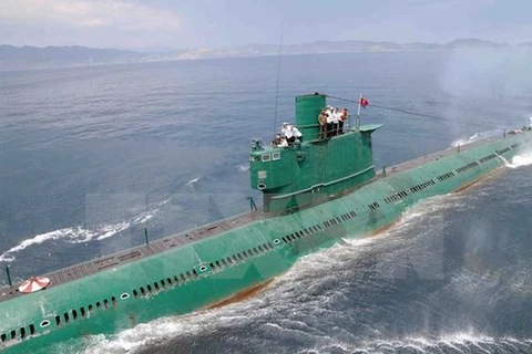 Tàu ngầm 748 của Quân đội Triều Tiên tại một địa điểm không xác định hồi tháng 6/2014. (Nguồn: AFP/TTXVN)