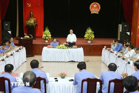 Chủ tịch nước Trần Đại Quang phát biểu kết luận buổi làm việc. (Ảnh: Nhan Sáng/TTXVN)