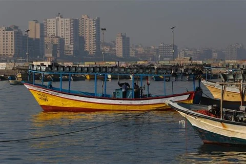 Tàu cá Palestine tại cảng biển thành phố Gaza ngày 1/4. (Nguồn: AFP)