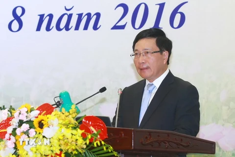 Phó Thủ tướng, Bộ trưởng Ngoại giao Phạm Bình Minh dự và phát biểu tại hội nghị. (Ảnh: Doãn Tấn/TTXVN) 