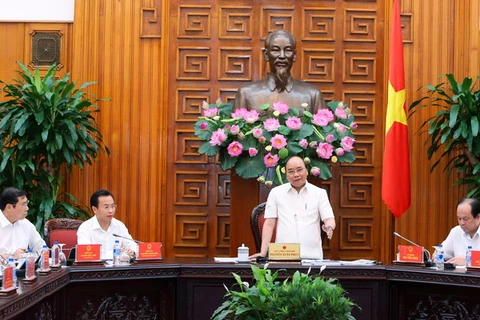 Thủ tướng Nguyễn Xuân Phúc phát biểu tại buổi làm việc. (Ảnh: Thống Nhất/TTXVN) 
