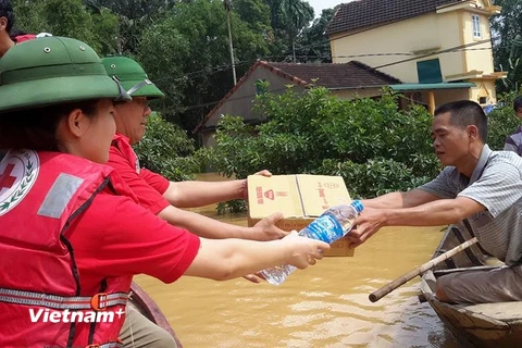 Tính đến sáng 16/10, mưa lũ trong những ngày qua tại các tỉnh miền Trung đã làm 15 người chết, 9 người mất tích và 18 người bị thương. (Ảnh: PV/Vietnam+)