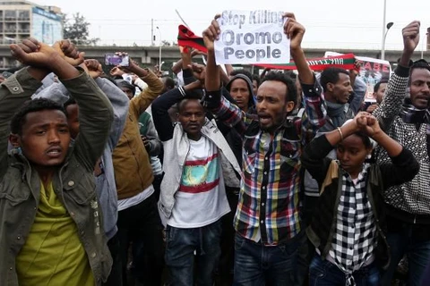 Những người biểu tình tại Quảng trường Meskel ở thủ đô của Ethiopia, ngày 6/8. (Nguồn: Reuters)