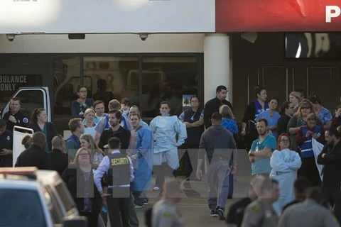 Nhân viên y tế cấp cứu các nạn nhân sau vụ xả súng ở San Bernardino ngày 2/12. (Nguồn: THX/TTXVN)