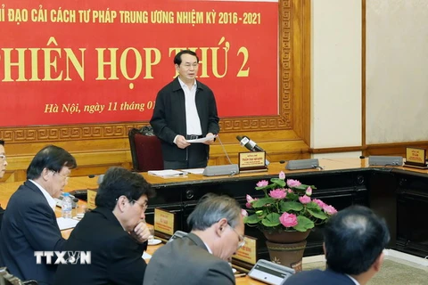 Chủ tịch nước Trần Đại Quang phát biểu kết luận phiên họp. Ảnh: (Nhan Sáng/TTXVN) 