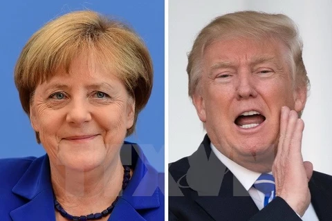Thủ tướng Đức Angela Merkel - trái và Tổng thống Mỹ Donald Trump - phải. (Nguồn: AFP/TTXVN)