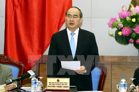 Chủ tịch Uỷ ban Trung ương Mặt trận Tổ quốc Việt Nam Nguyễn Thiện Nhân. (Ảnh: Nguyễn Dân/TTXVN)