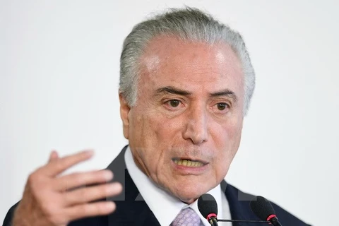 Tổng thống Brazil Michel Temer phát biểu tại một sự kiện ở Brasilia. (Nguồn: AFP/TTXVN)