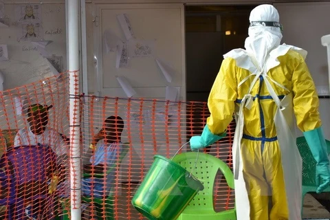 Bệnh nhân nhiễm Ebola điều trị tại trung tâm y tế Nongo ở Conakry. (Nguồn: AFP/TTXVN)