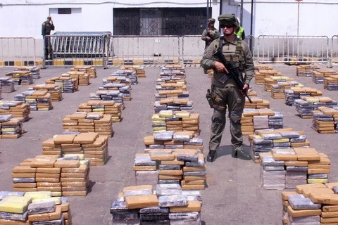 Số ma túy bị thu giữ tại Barranquilla, Colombia. (Nguồn: EPA/TTXVN)