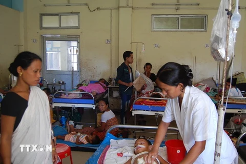  Trẻ em bị viêm não điều trị tại bệnh viện ở Dibrugarh, Ấn Độ. (Nguồn: THX/TTXVN)