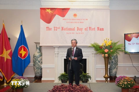 Đại sứ Việt Nam tại Mỹ Phạm Quang Vinh phát biểu. (Ảnh: Đoàn Hùng/TTXVN)