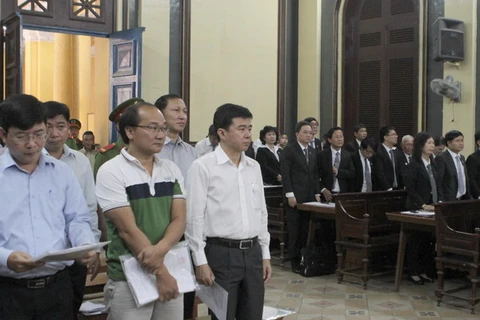 Quang cảnh phiên xét xử vụ án cố ý làm trái quy định của Nhà nước tại Navibank ngày 28/2. (Ảnh: Thành Chung/TTXVN)