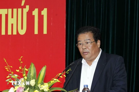 Ông Sơn Minh Thắng, Ủy viên Trung ương Đảng, Bí thư Đảng ủy Khối các cơ quan Trung ương phát biểu khai mạc. (Ảnh: Văn Điệp/TTXVN)
